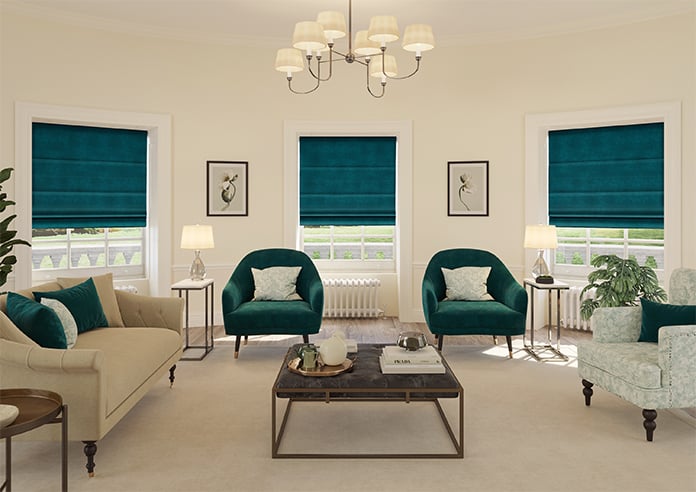 Florence Faux Suede, Ink Blue - Motorised Roman Blind - Image 8